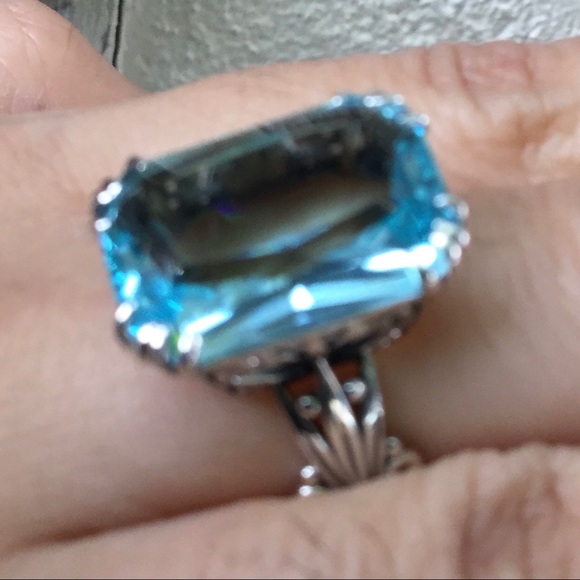 925 Sterling Silver Huge Gemstone Aquamarine Antique Style - Picture 4 of 12